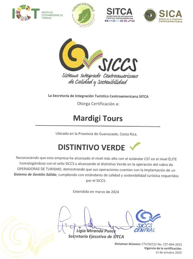 SICCS Distintivo Verde Certificate